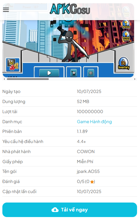 Hướng Dẫn Tải Và Cài Đặt Miễn Phí Hack Game Anger Of Stick 5 Bản Mới Nhất