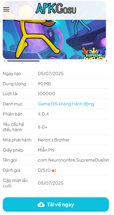 Hướng Dẫn Tải Và Cài Đặt Hack Supreme Duelist Stickman Full Level v4.0.4